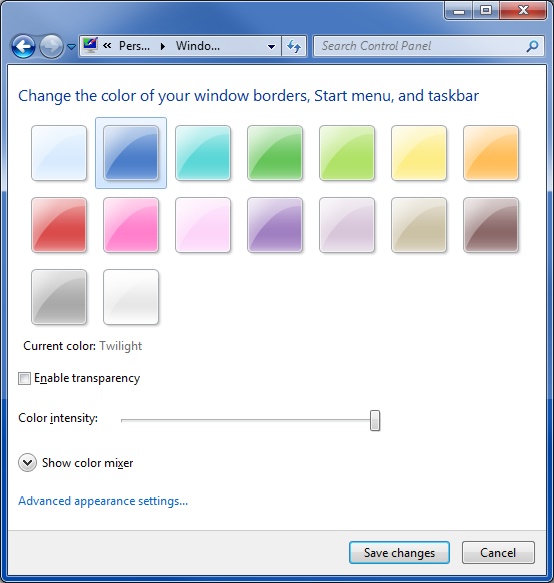 windows 7 taskbar color