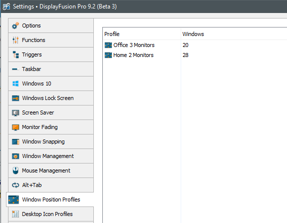 Window Position Profiles